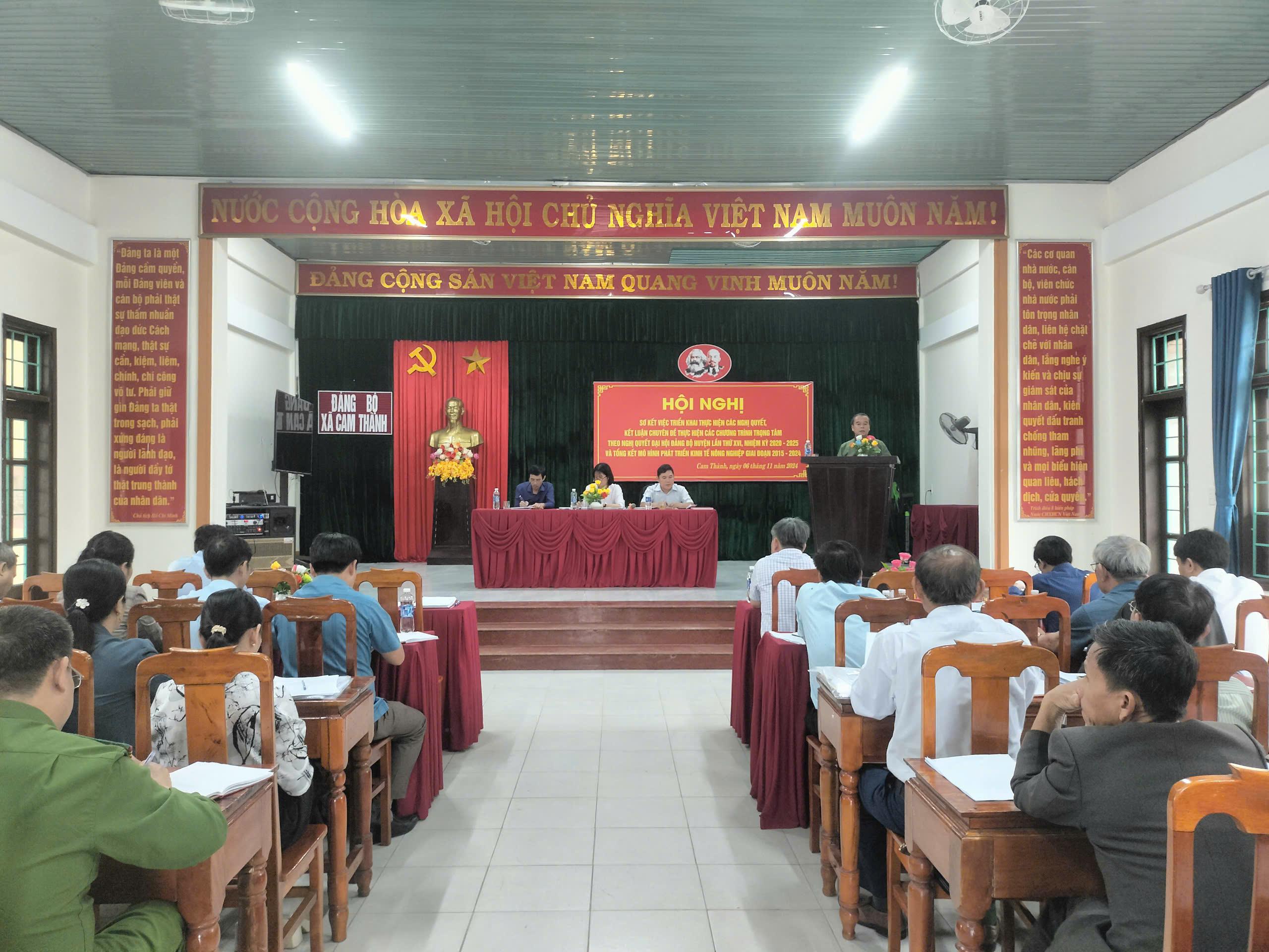 Đảng bộ xã Cam Thành tổ chức Hội nghị sơ kết việc triển khai, thực hiện các Nghị quyết, Kết luận chuyên đề thực hiện các chương trình trọng tâm theo Nghị quyết Đại hội Đảng bộ Huyện lần thứ XVI, nhiệm kỳ 2020-2025 và tổng kết mô hình phát triển kinh tế nông nghiệp, giai đoạn 2015-2024
